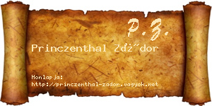 Princzenthal Zádor névjegykártya